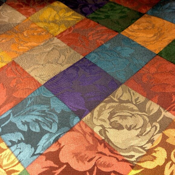 La Chine Classic Blouse Size 12 Satin Polyester Patch Look Rose Long Slv Vintage - Picture 16 of 16